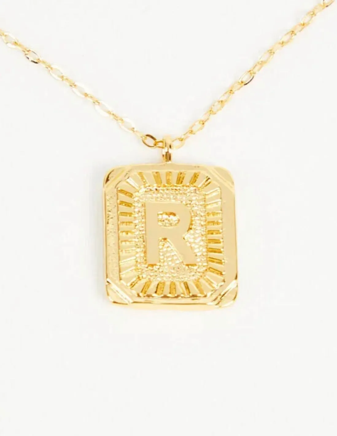 Rectangle Initial Necklace