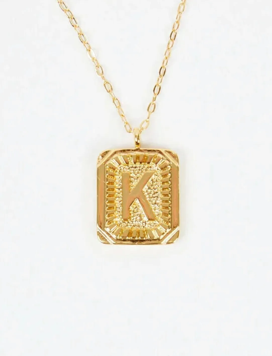 Rectangle Initial Necklace