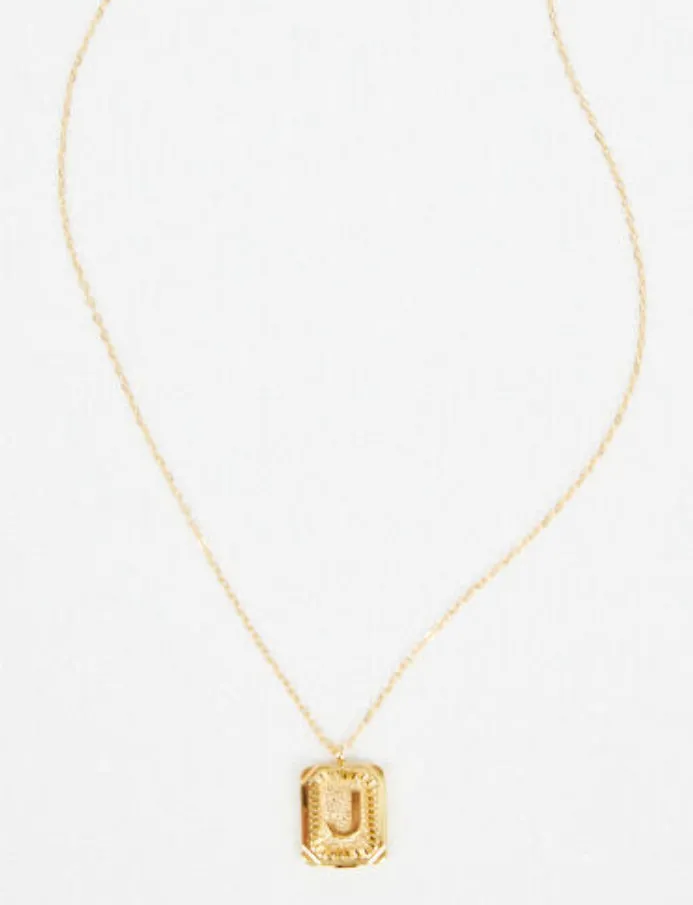 Rectangle Initial Necklace