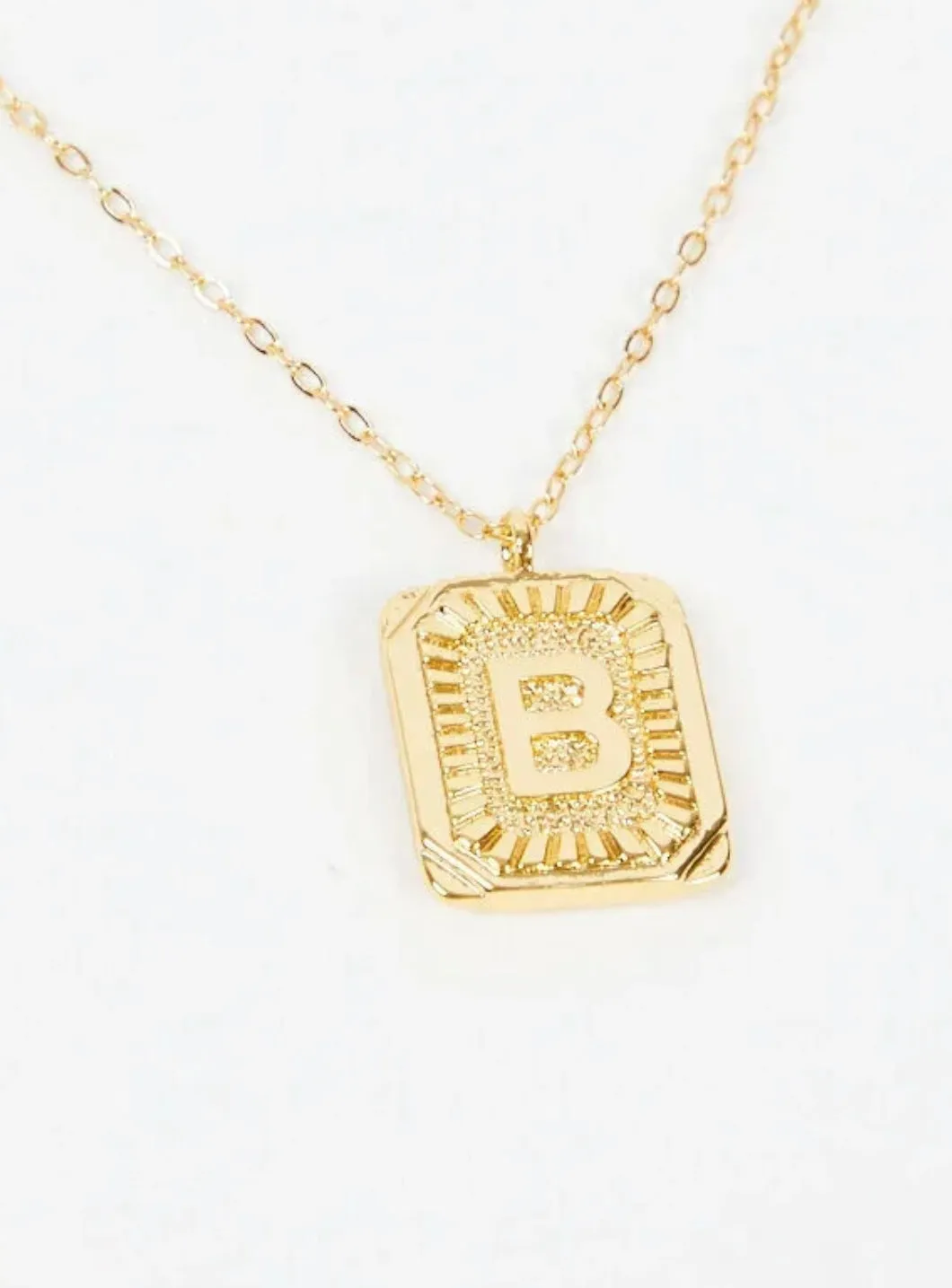 Rectangle Initial Necklace