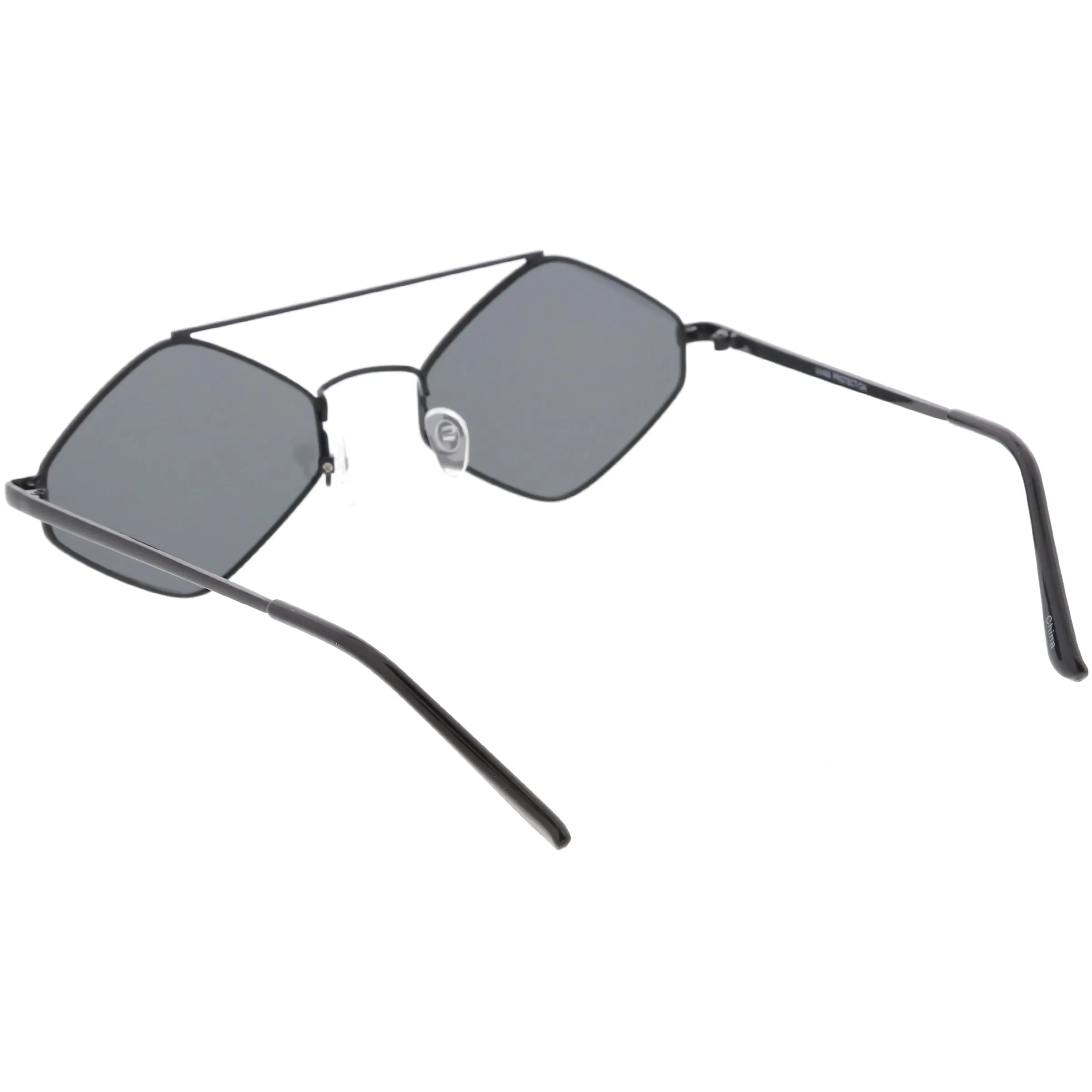 Retro Geometric Hexagon Diamond Shaped Flat Lens Sunglasses C744