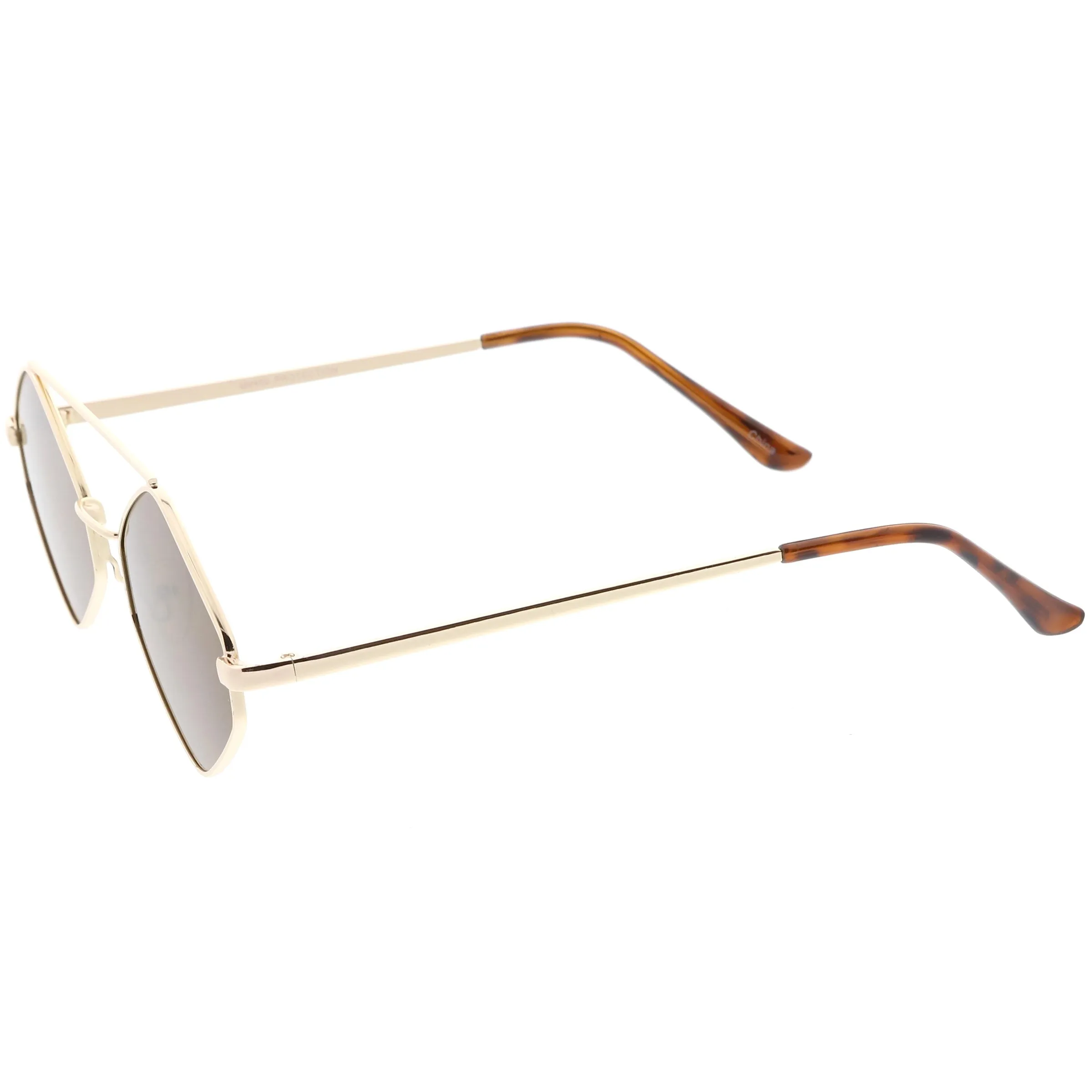 Retro Geometric Hexagon Diamond Shaped Flat Lens Sunglasses C744
