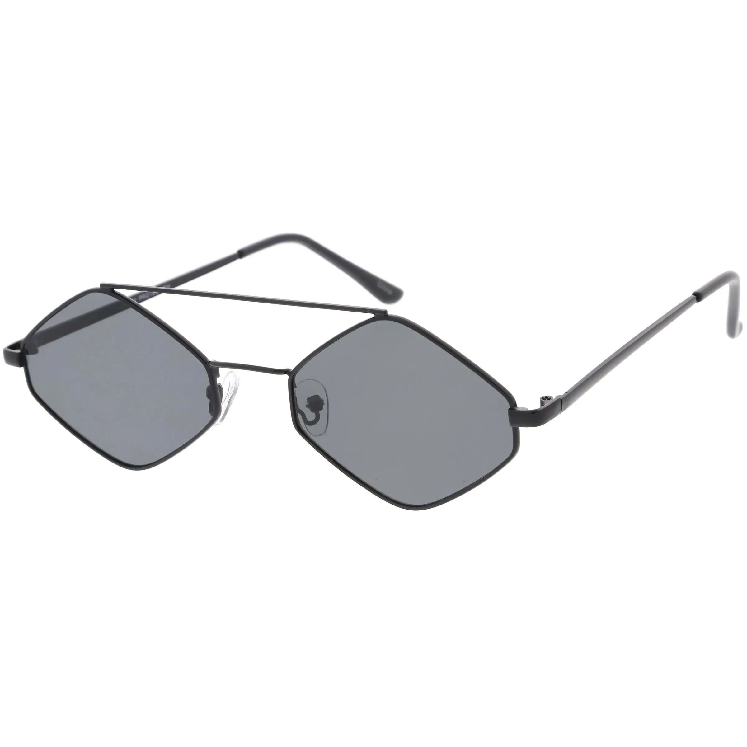 Retro Geometric Hexagon Diamond Shaped Flat Lens Sunglasses C744