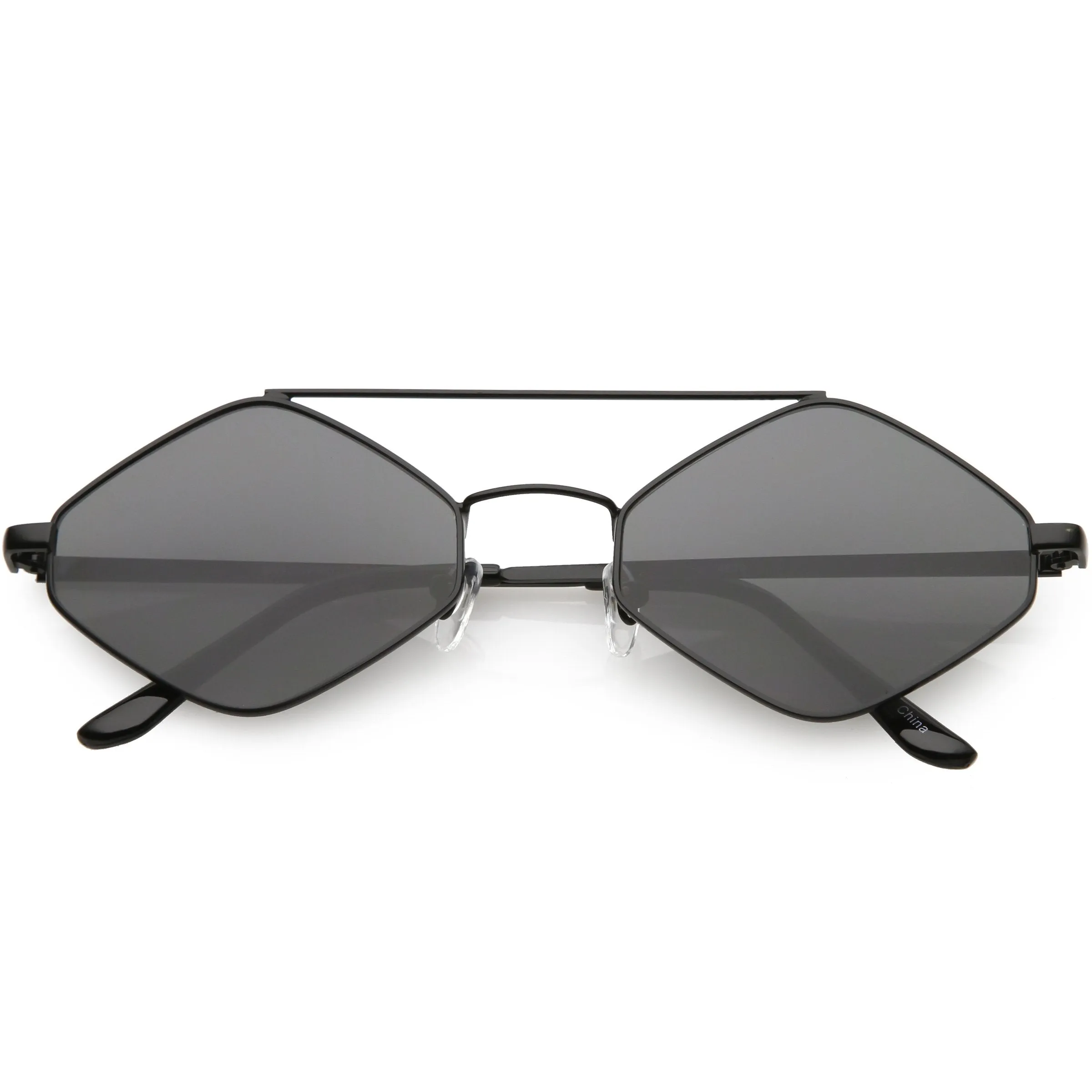 Retro Geometric Hexagon Diamond Shaped Flat Lens Sunglasses C744
