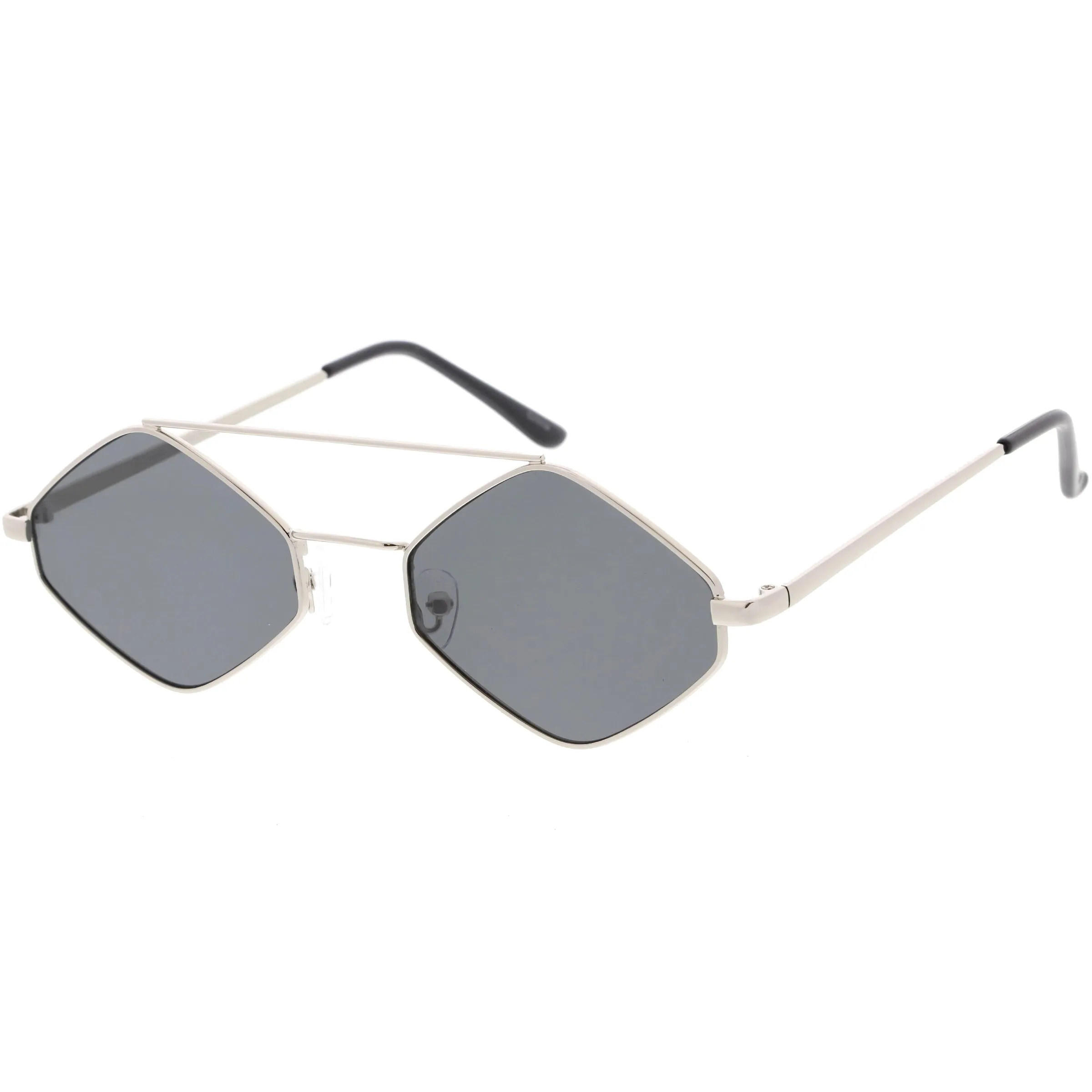 Retro Geometric Hexagon Diamond Shaped Flat Lens Sunglasses C744
