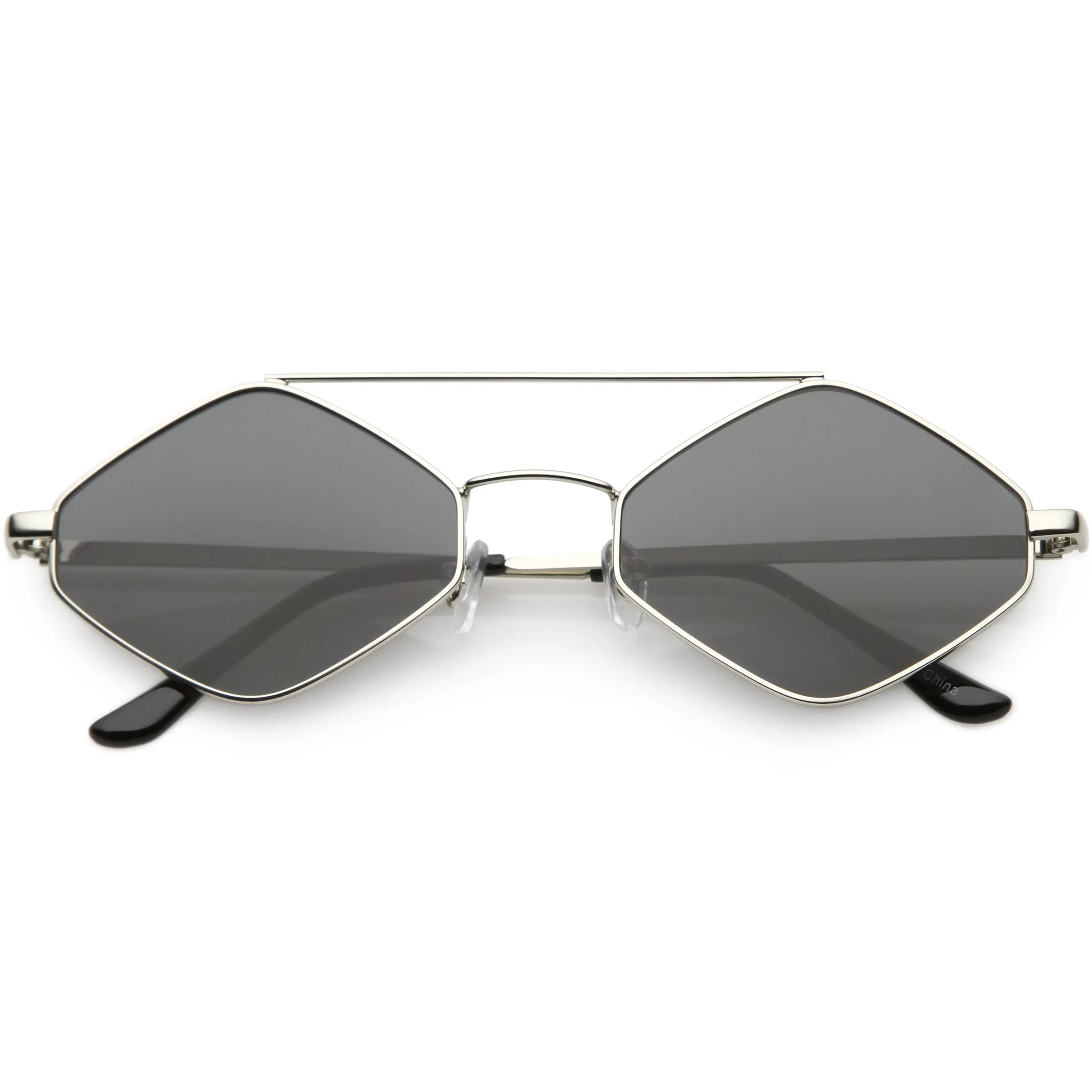 Retro Geometric Hexagon Diamond Shaped Flat Lens Sunglasses C744