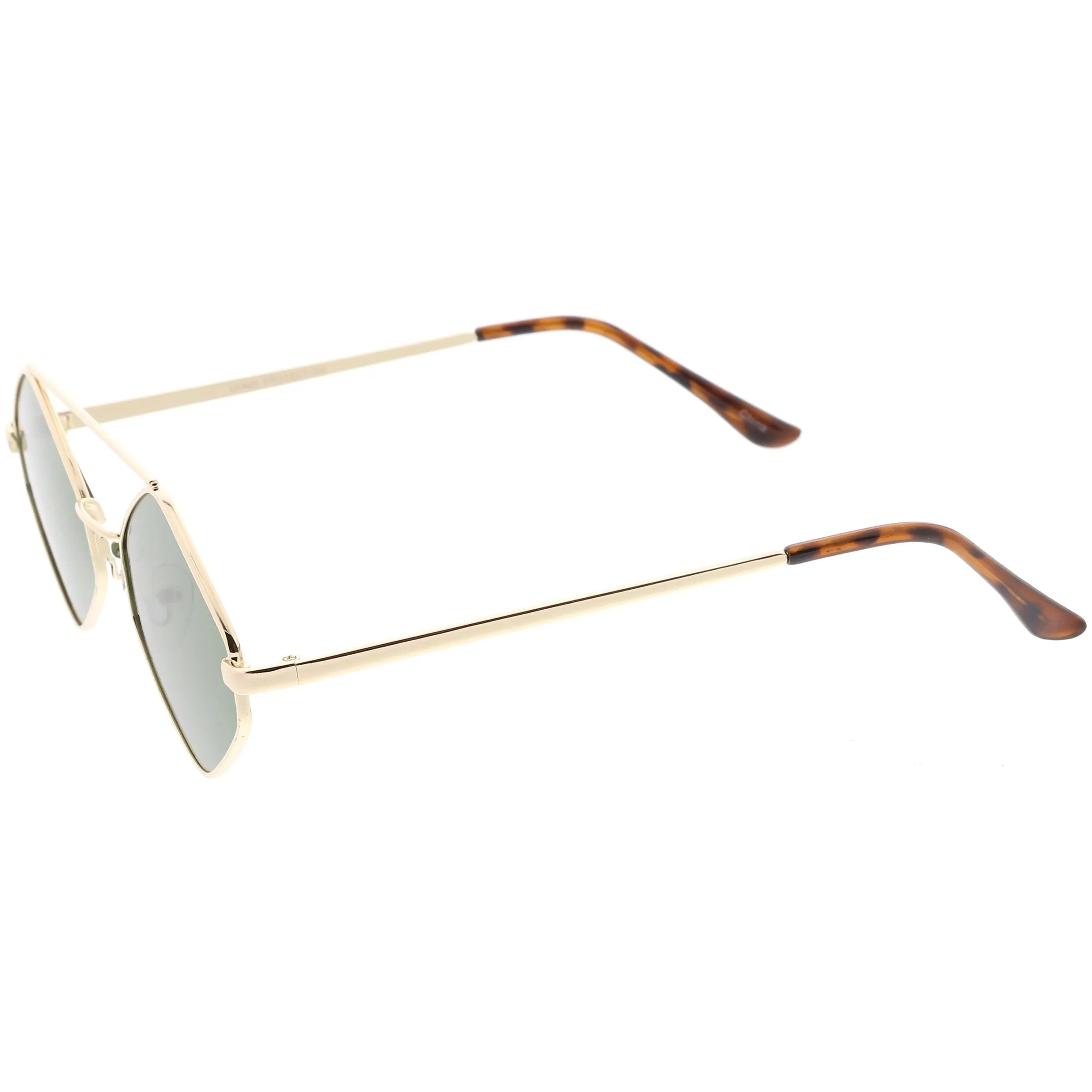 Retro Geometric Hexagon Diamond Shaped Flat Lens Sunglasses C744