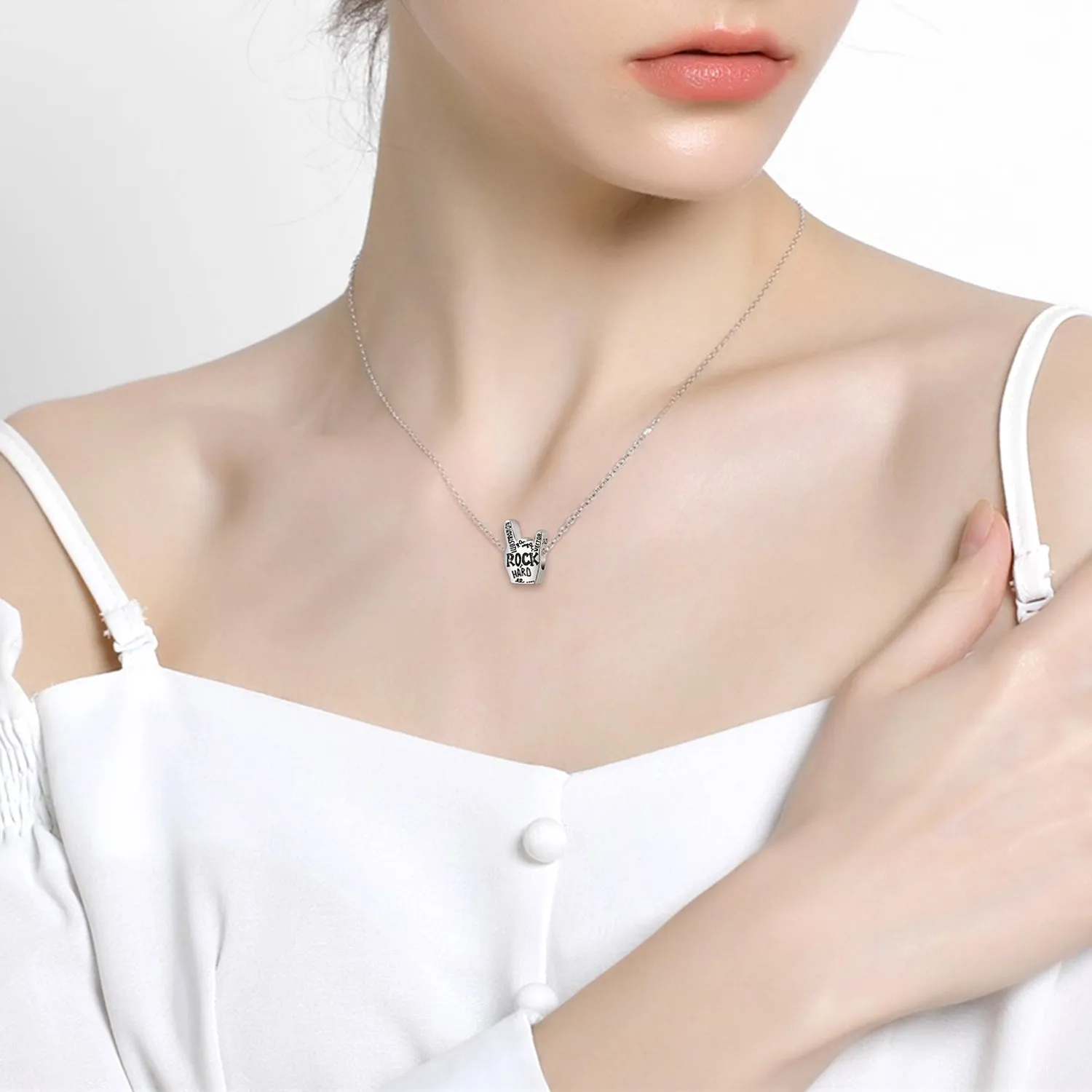 Rock On Hand Gesture Charm 925 Sterling Silver