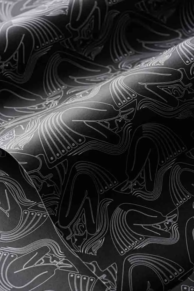 Rockett St George Deco Nymph Midnight Wallpaper
