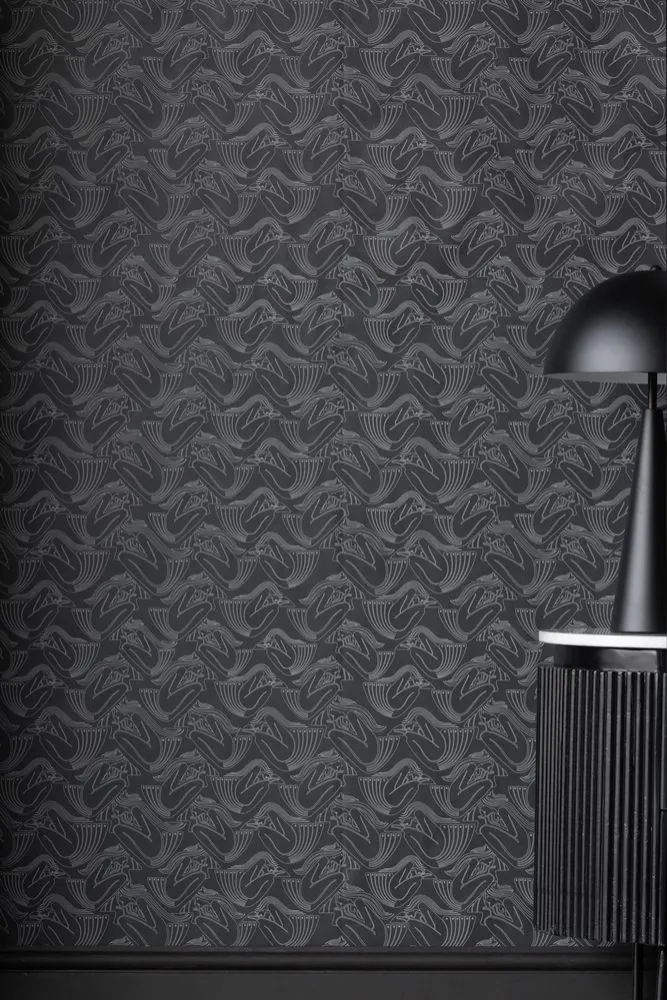 Rockett St George Deco Nymph Midnight Wallpaper