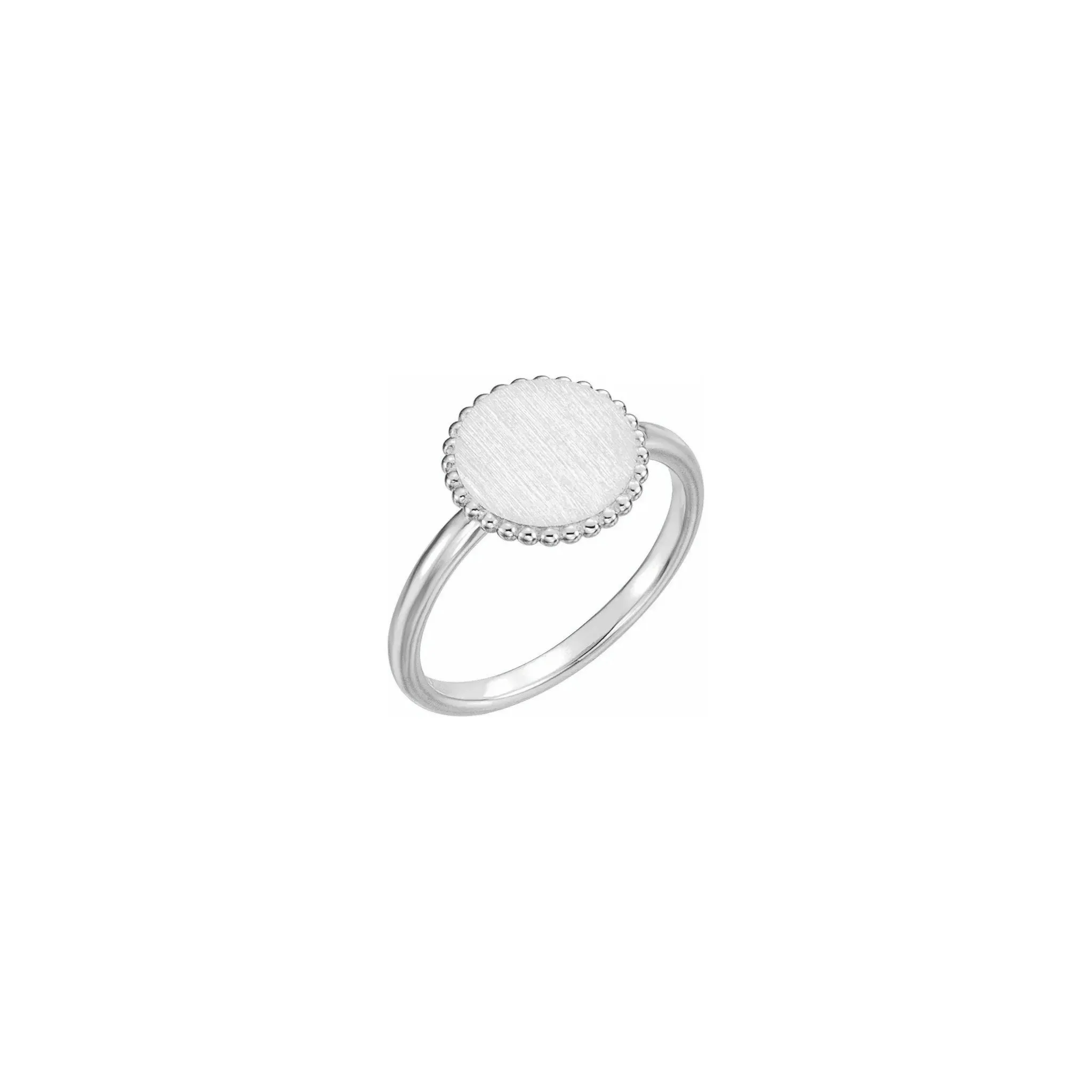Round Beaded Stackable Signet Ring