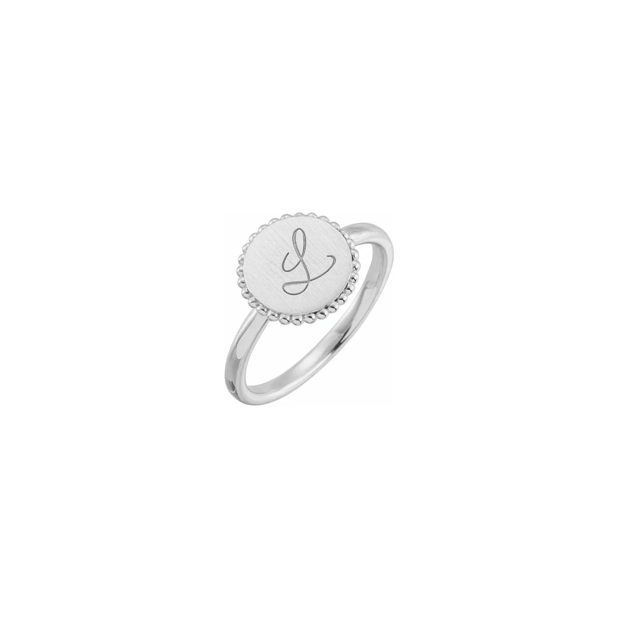 Round Beaded Stackable Signet Ring