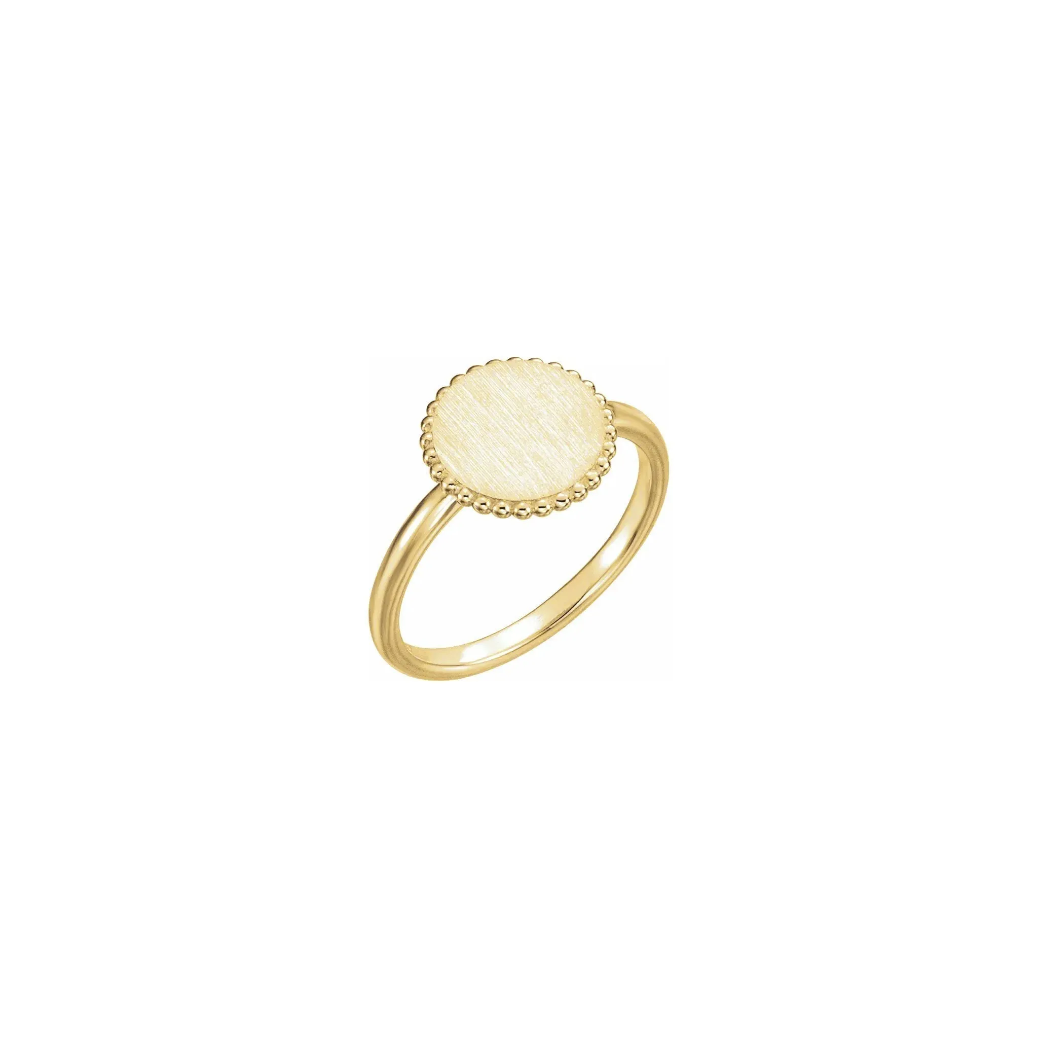 Round Beaded Stackable Signet Ring