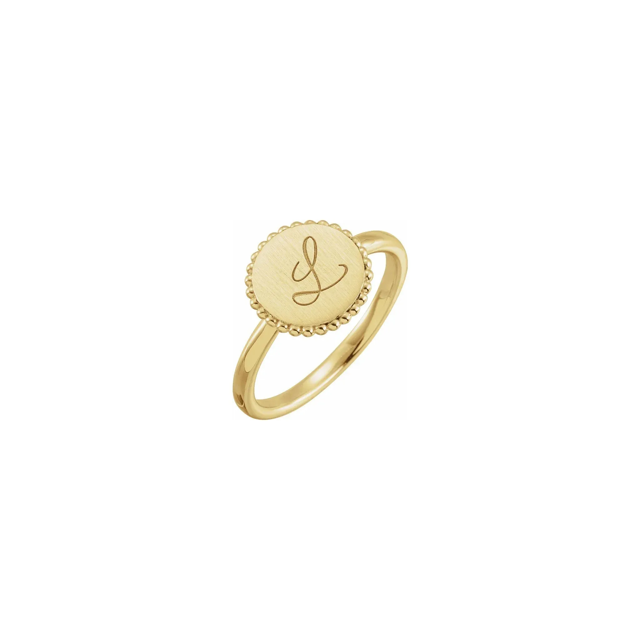 Round Beaded Stackable Signet Ring