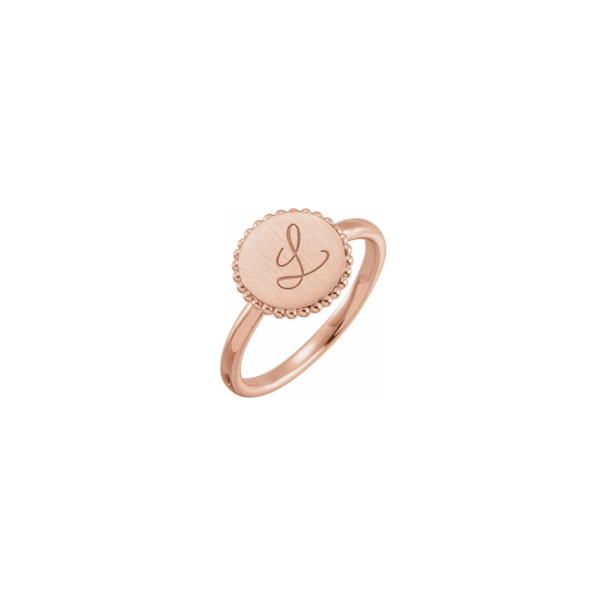 Round Beaded Stackable Signet Ring