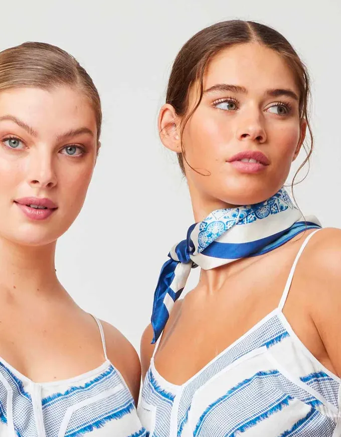 Scala Silk Scarf - Azure Border