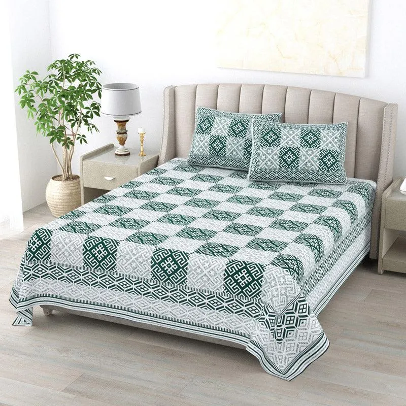 Seraya Geometric Bedsheet - Green