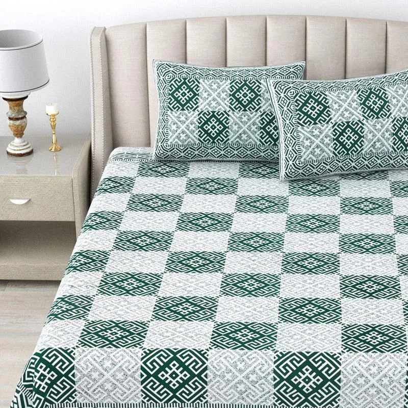 Seraya Geometric Bedsheet - Green