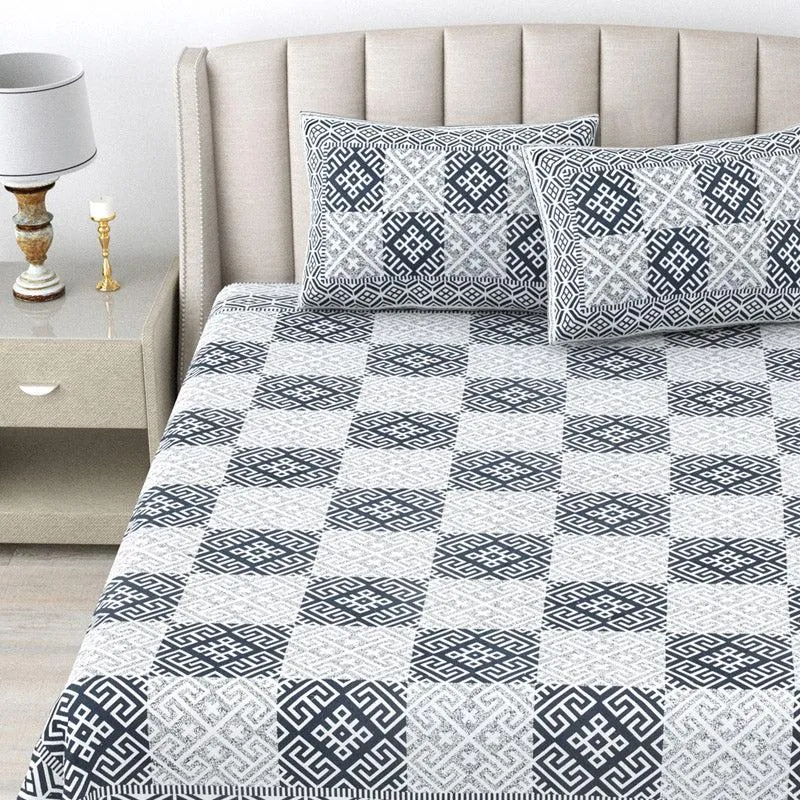 Seraya Geometric Bedsheet - Grey
