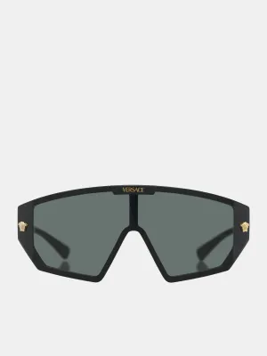 Shield Sunglasses (0VE4461-BLACK-DARK-GREY)