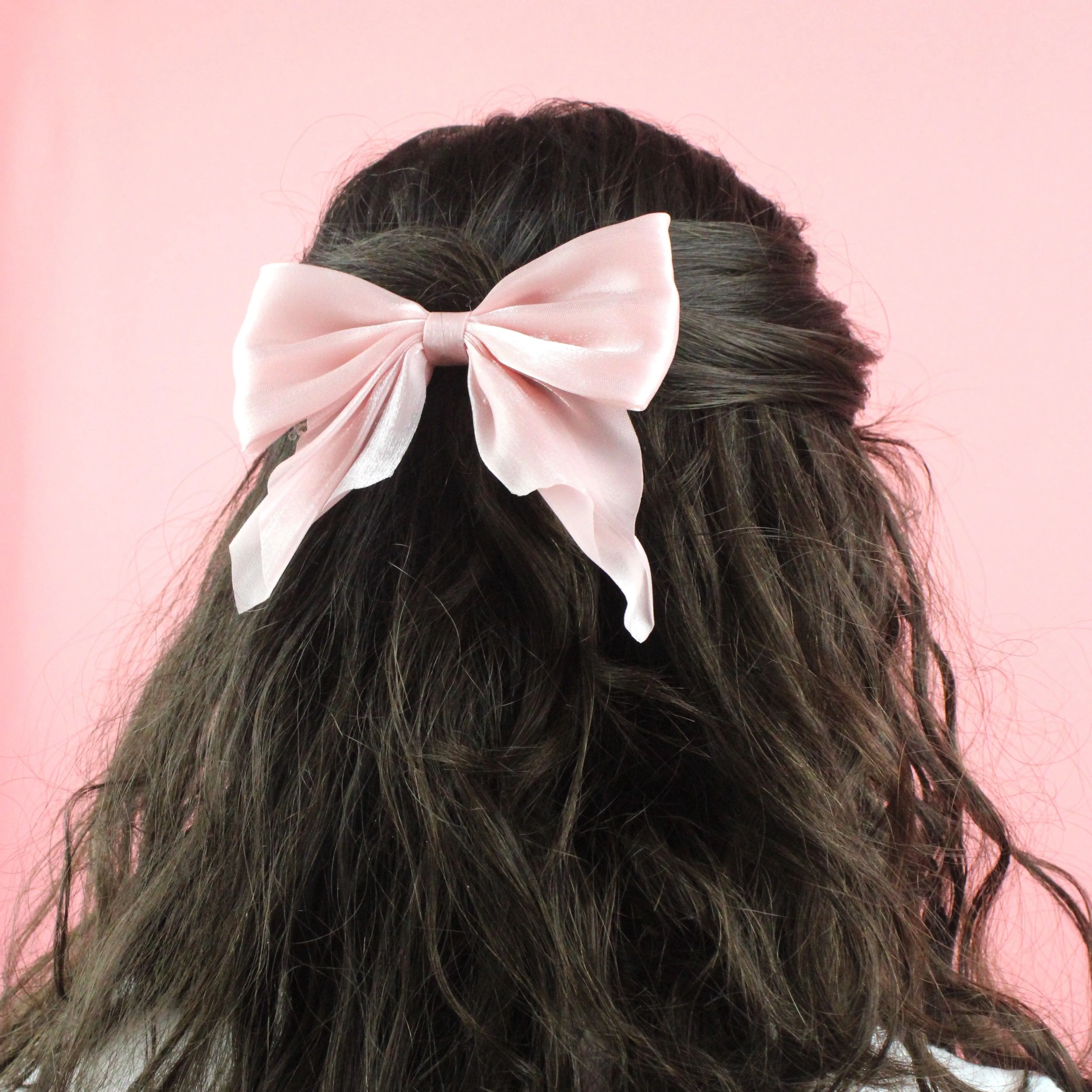 Shimmer Hair Bow - Soft Pink