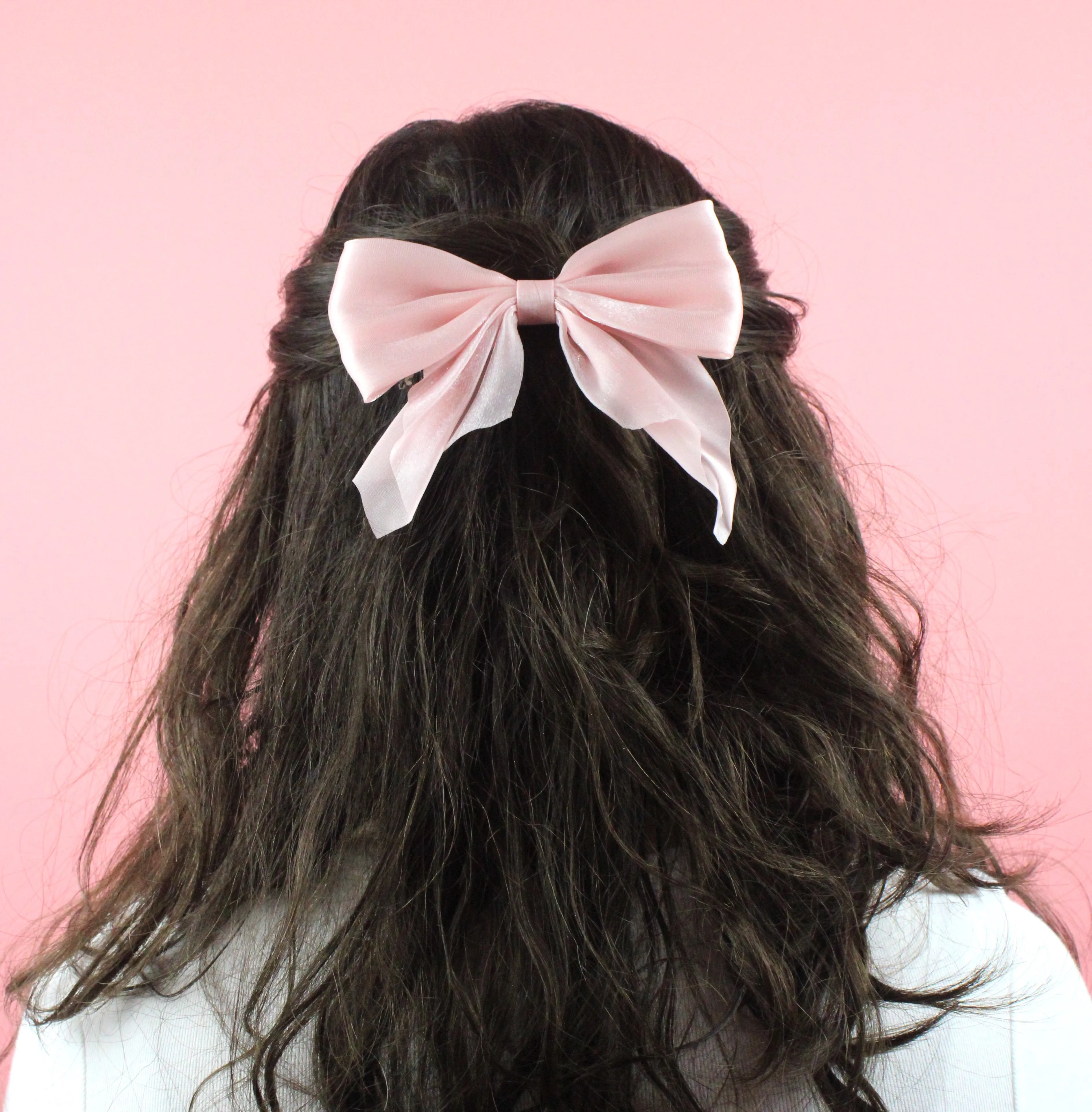 Shimmer Hair Bow - Soft Pink