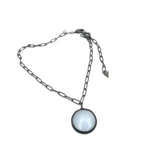 Sky Blue Moonglow & Gun Metal Layering Necklace - Shortie