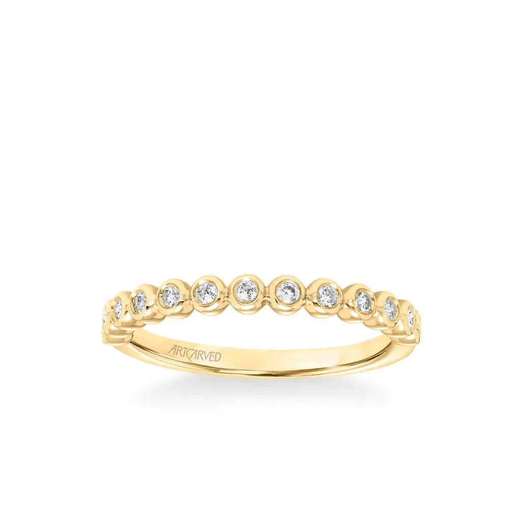 Stackable Band with Bezel Set Diamonds