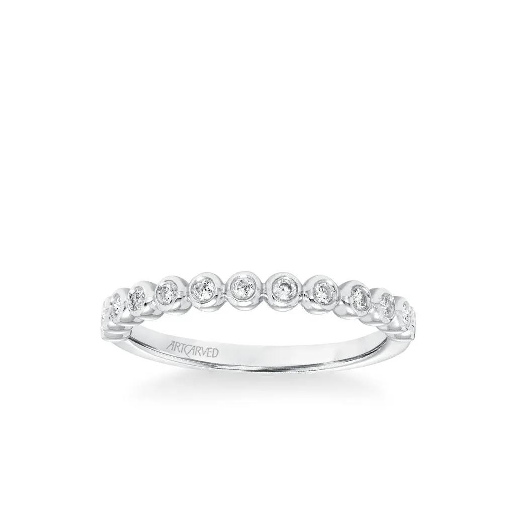 Stackable Band with Bezel Set Diamonds