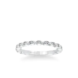 Stackable Band with Diamond Petal Design