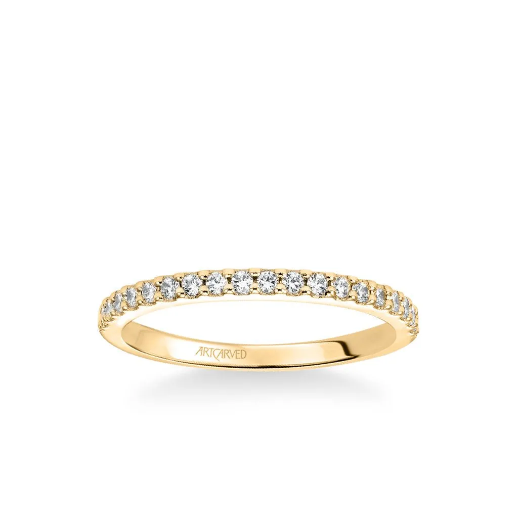 Stackable Band with Shared Prong Set Diamonds