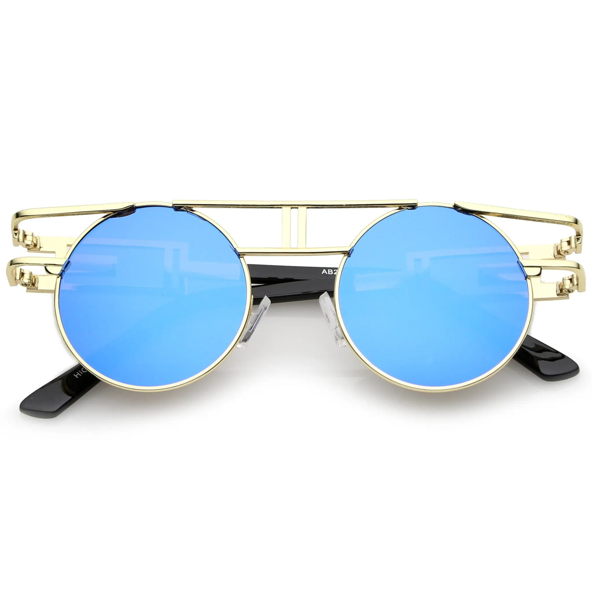 Steampunk Laser Cut Round Round Flat Clear Lens Glasses C089