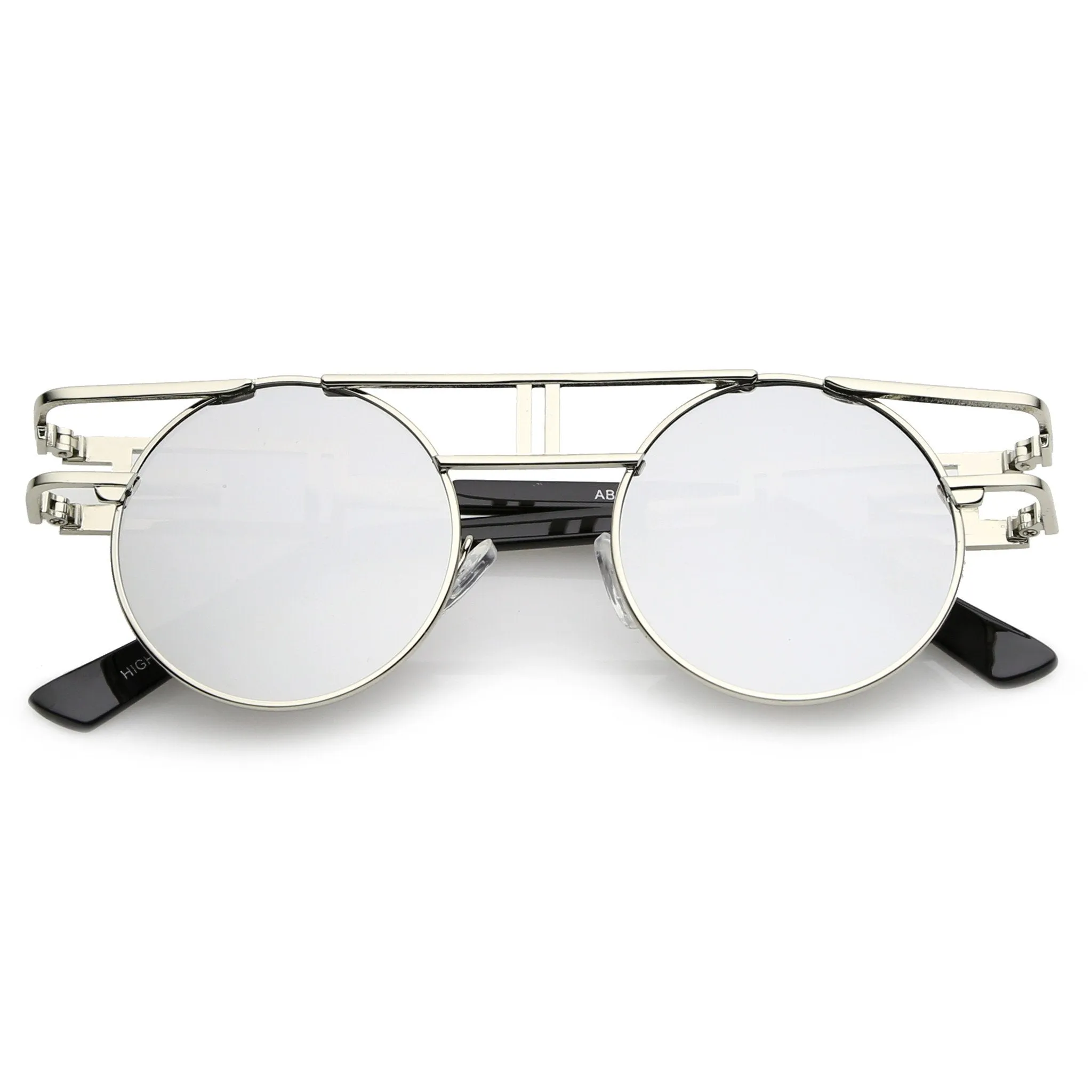 Steampunk Laser Cut Round Round Flat Clear Lens Glasses C089