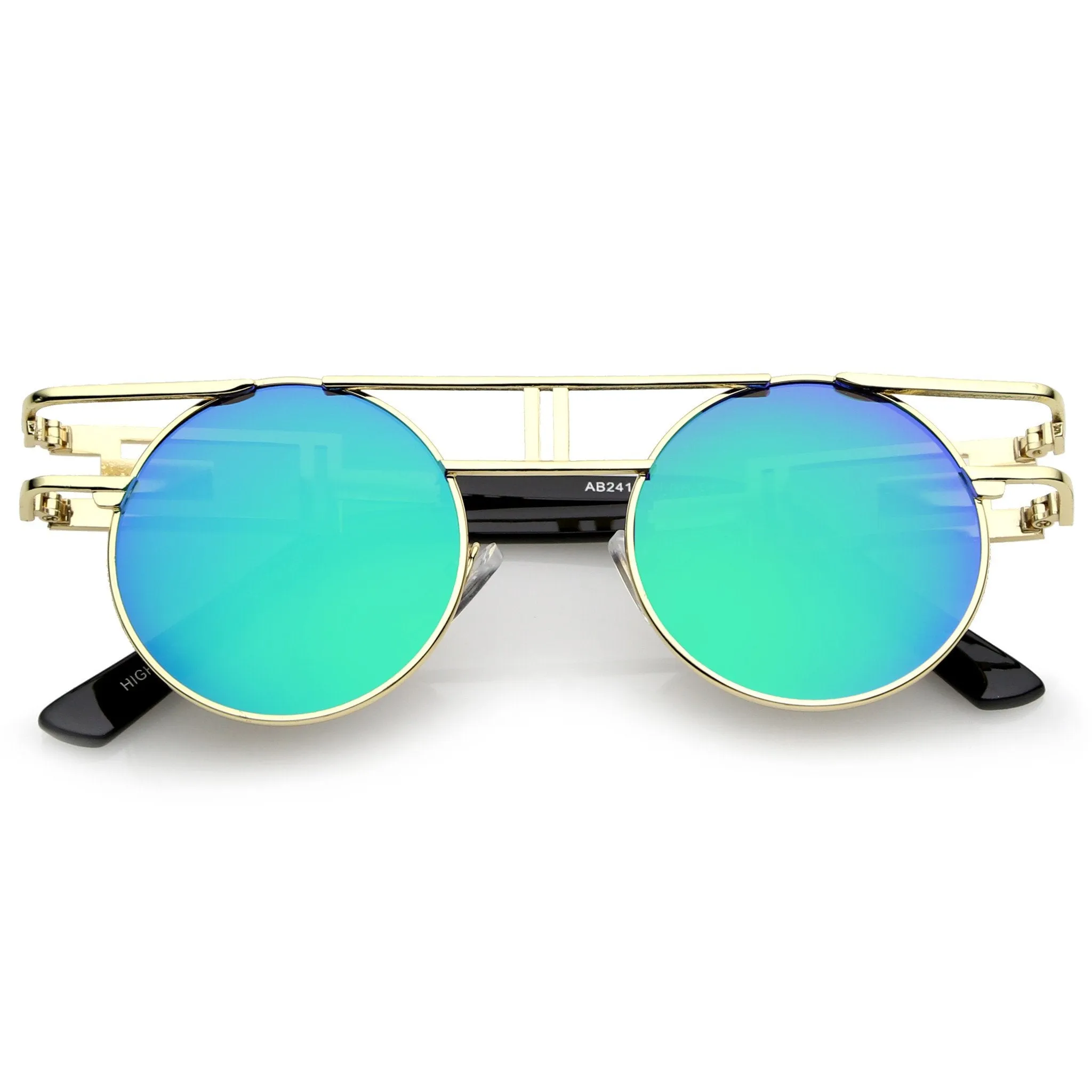 Steampunk Laser Cut Round Round Flat Clear Lens Glasses C089