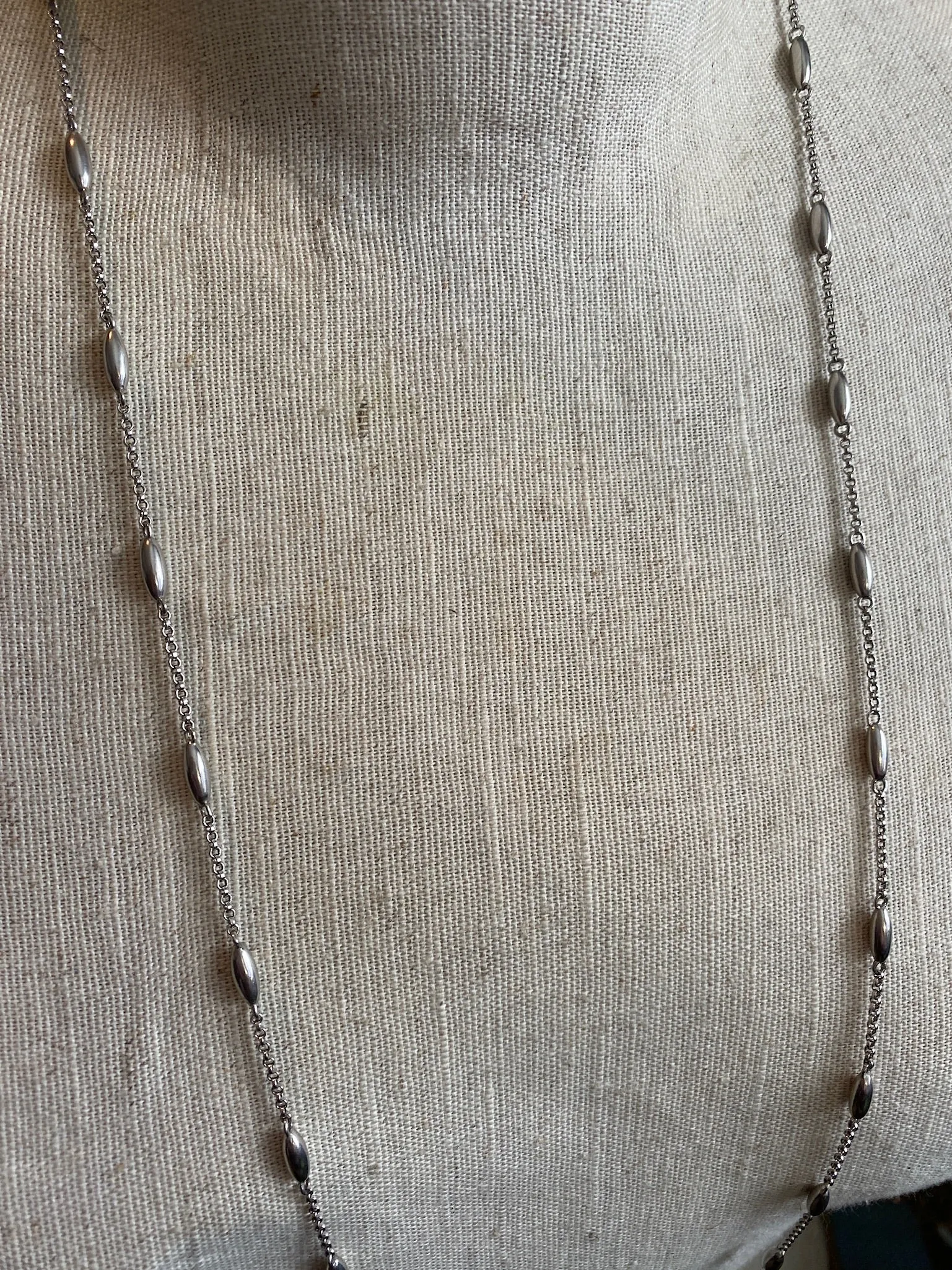 Sterling Silver 925 Diamond Accent Long Chain Necklace Heavy 32.6g