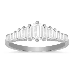 Sterling Silver Art Deco Baguette-cut CZ Ring