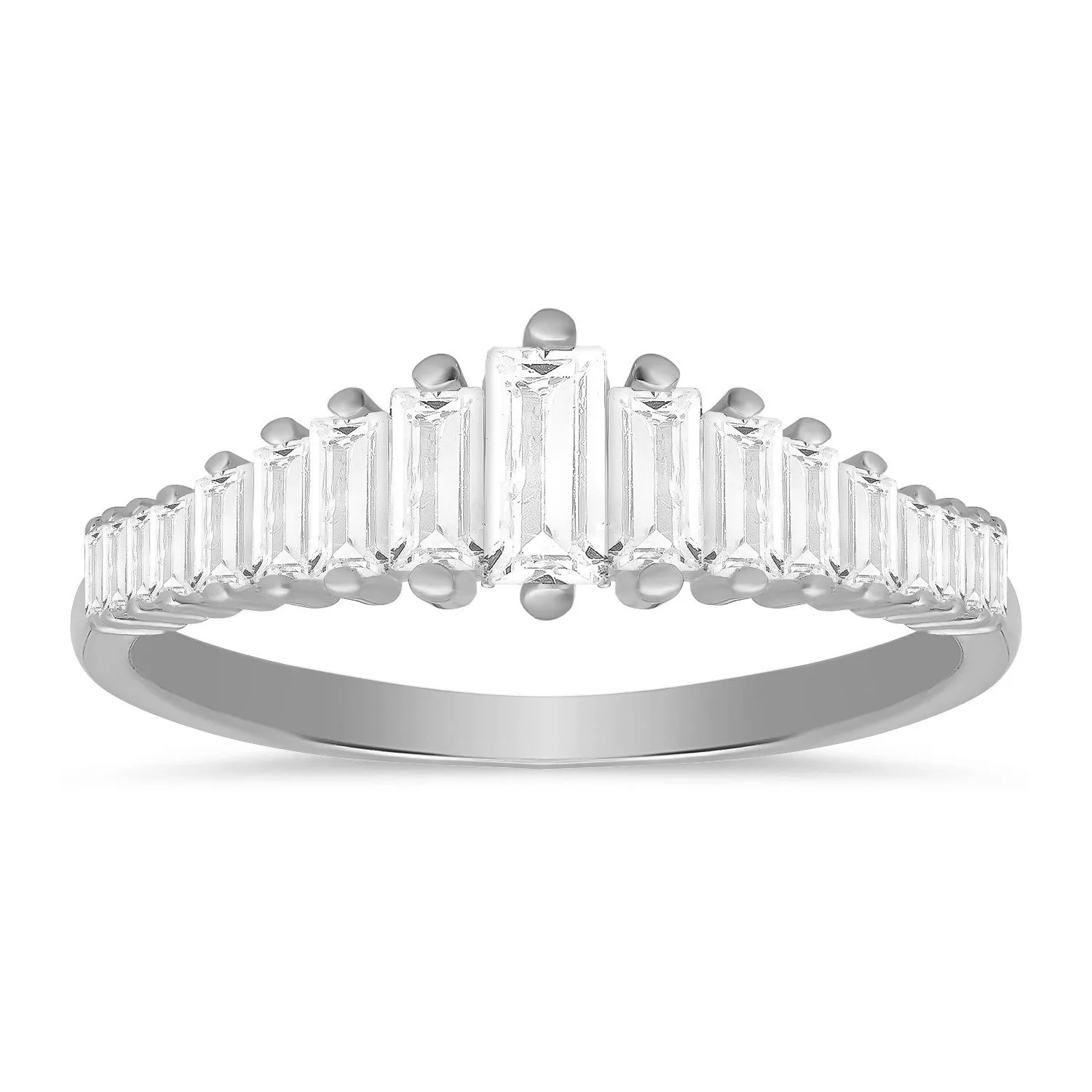 Sterling Silver Art Deco Baguette-cut CZ Ring