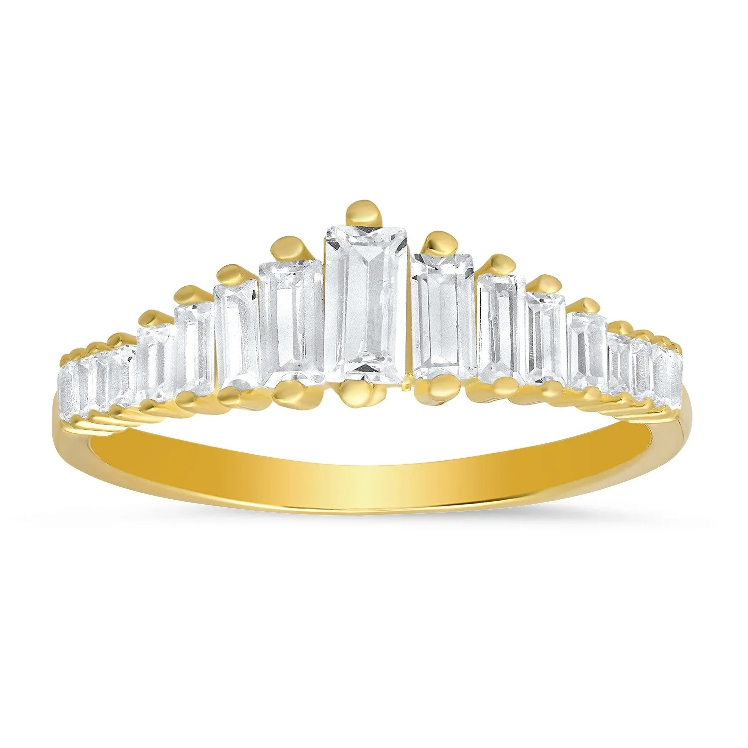 Sterling Silver Art Deco Baguette-cut CZ Ring