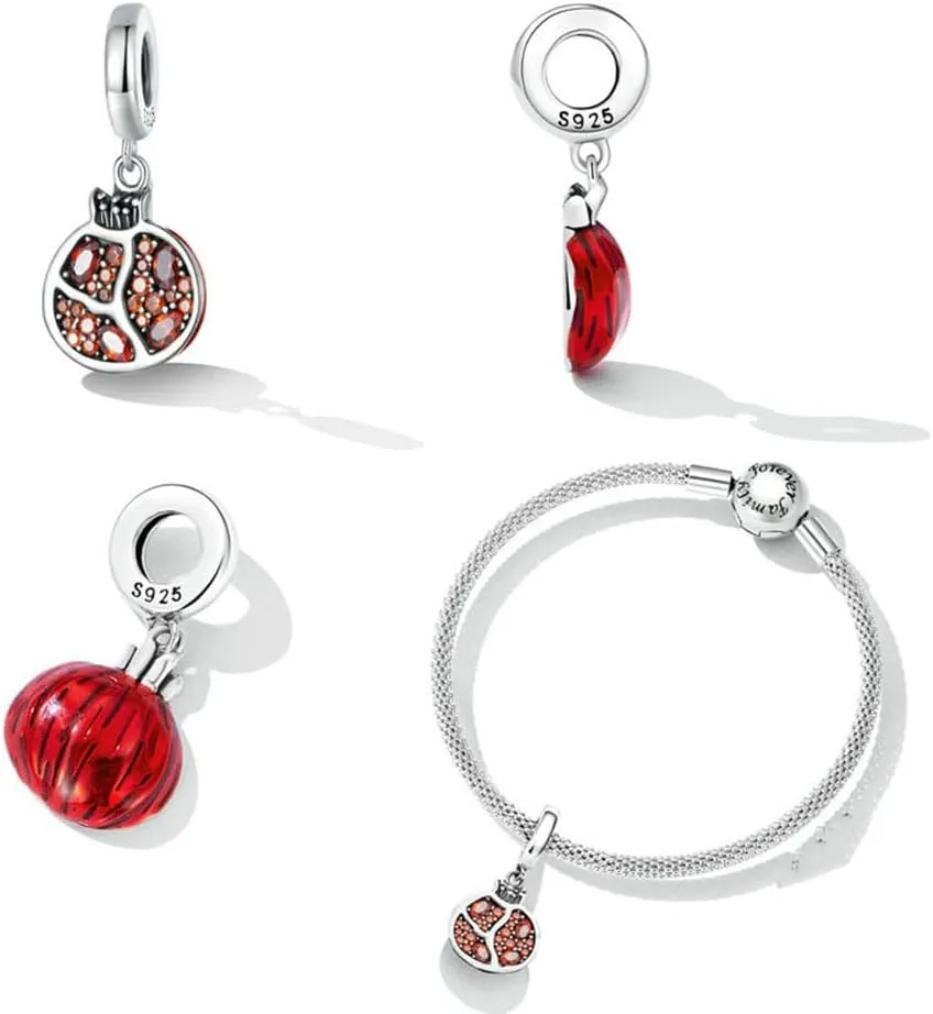 Strawberry Charm 925 Sterling Silver Carrot Charm Durian Charm Banana Charm Lemon Charm Fruit Charm for Pandora Charm Bracelet