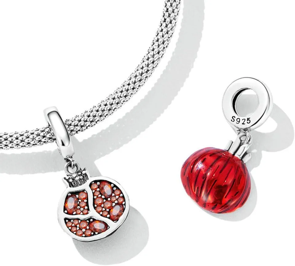 Strawberry Charm 925 Sterling Silver Carrot Charm Durian Charm Banana Charm Lemon Charm Fruit Charm for Pandora Charm Bracelet