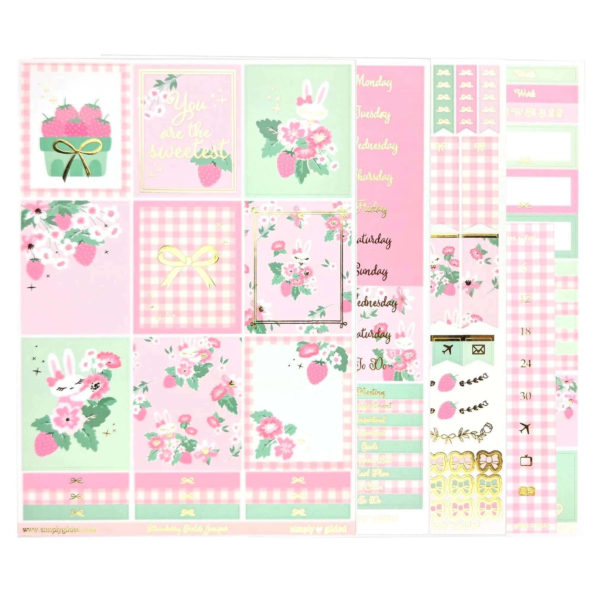Strawberry Fields Juniper Luxe Sticker Kit   date dots (light gold foil)