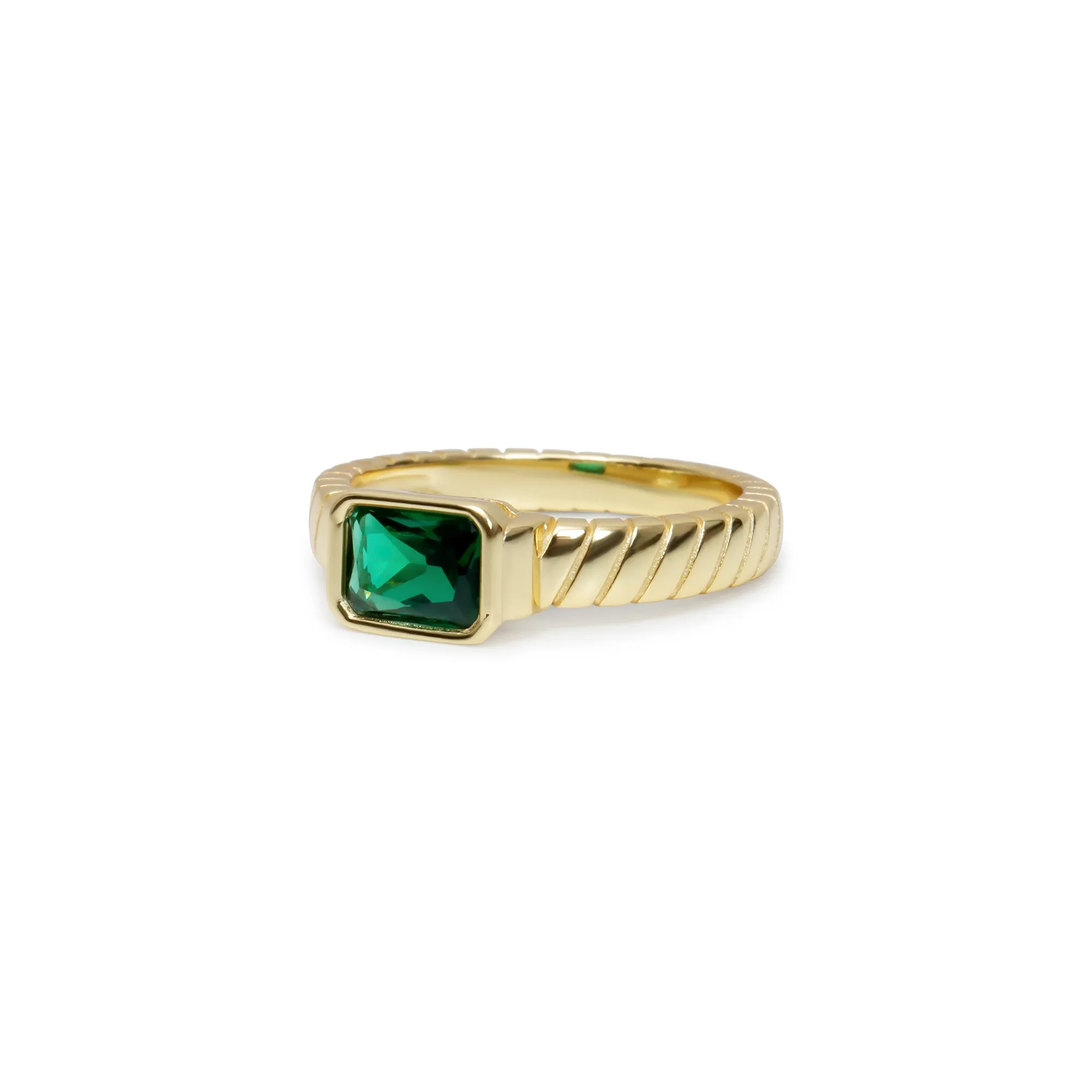 THE SQUARE GREEN GEMSTONE TWIST RING