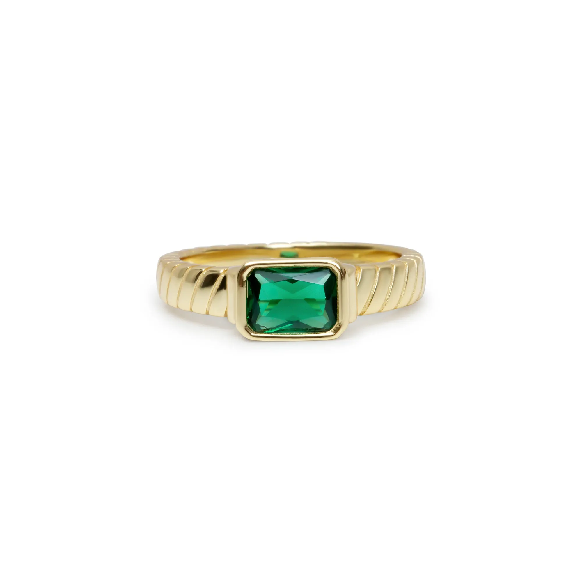 THE SQUARE GREEN GEMSTONE TWIST RING