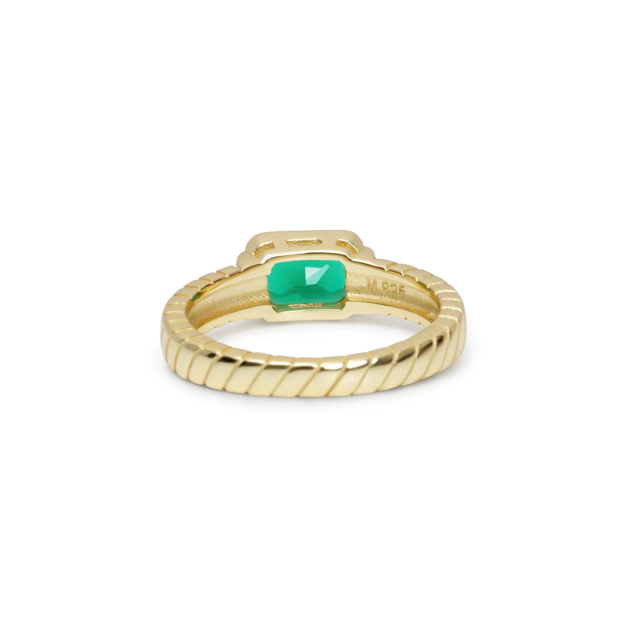 THE SQUARE GREEN GEMSTONE TWIST RING