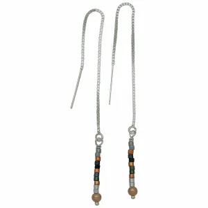 THREAD THRU EARRINGS IN STERLING SILVER AND NEUTRAL DETAILS