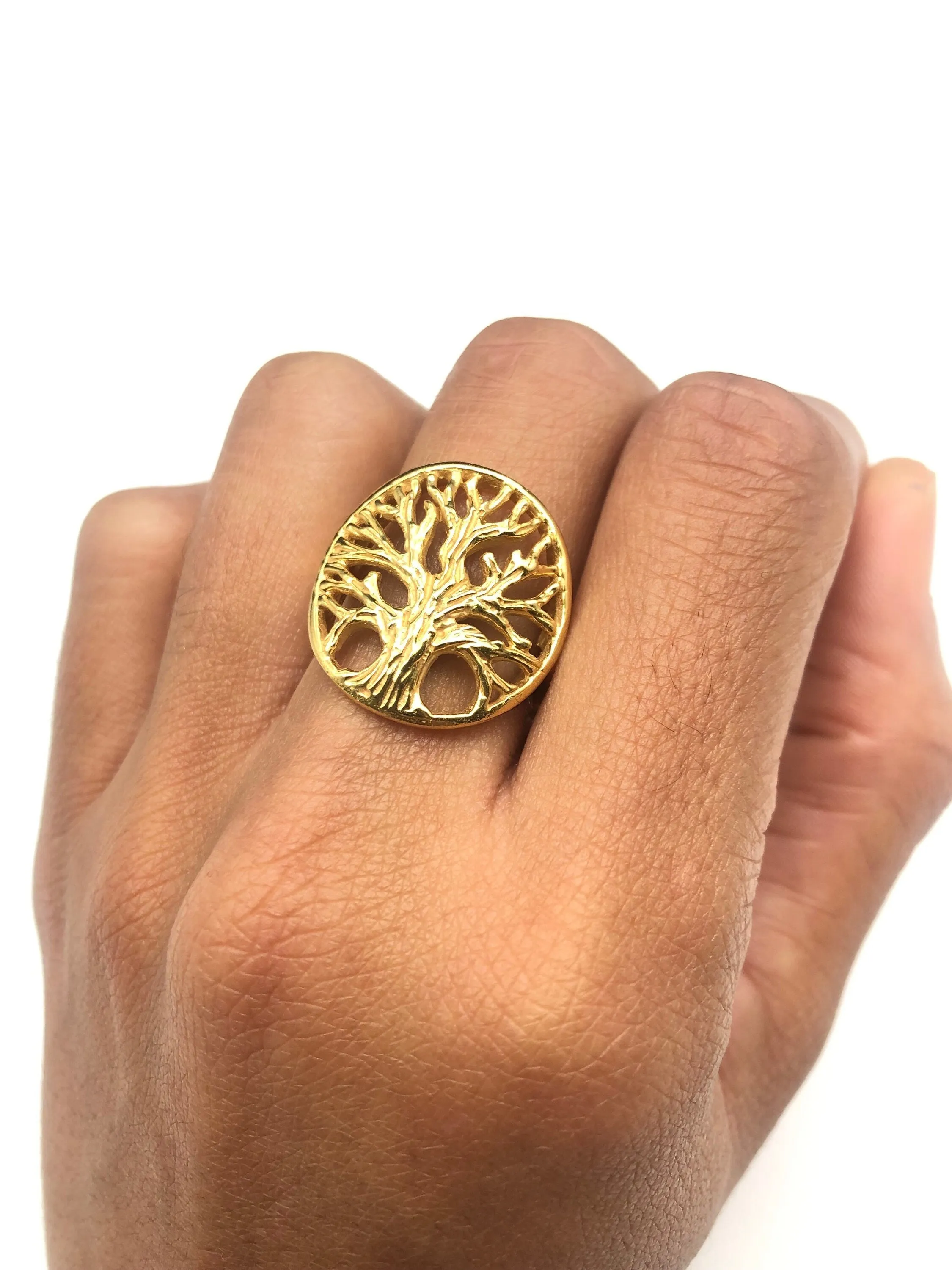 Tree Of Life Gold Ring - Vintage Tree Ring, Gold Statement Ring
