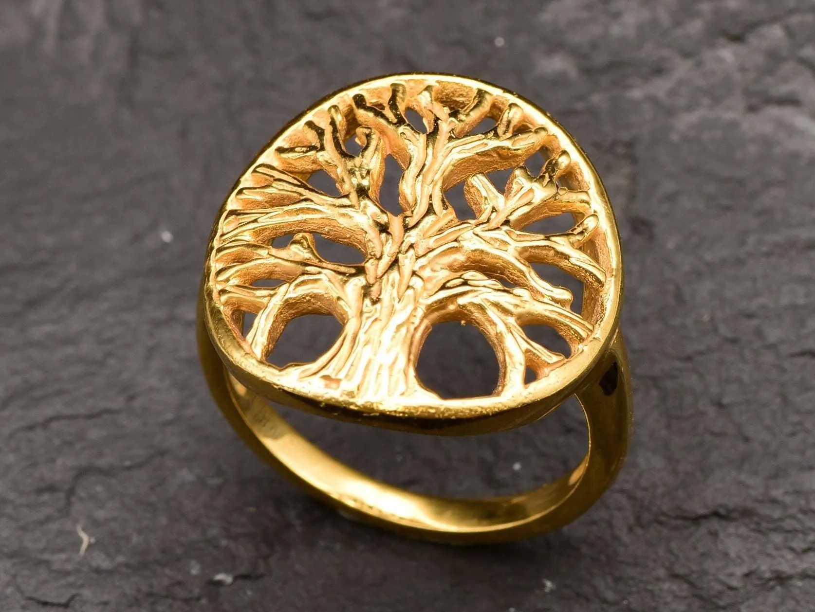 Tree Of Life Gold Ring - Vintage Tree Ring, Gold Statement Ring