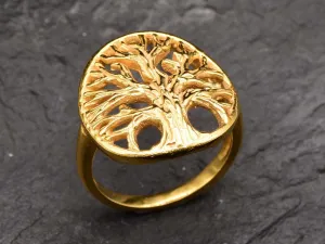 Tree Of Life Gold Ring - Vintage Tree Ring, Gold Statement Ring