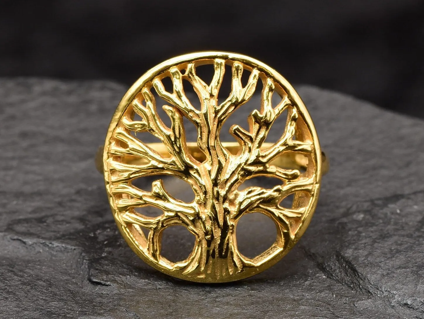 Tree Of Life Gold Ring - Vintage Tree Ring, Gold Statement Ring