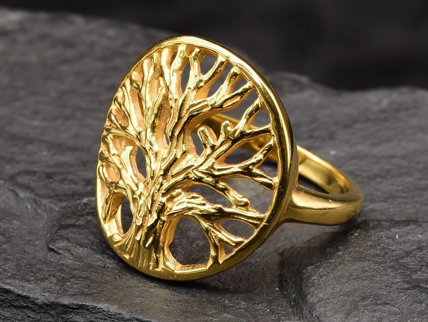 Tree Of Life Gold Ring - Vintage Tree Ring, Gold Statement Ring